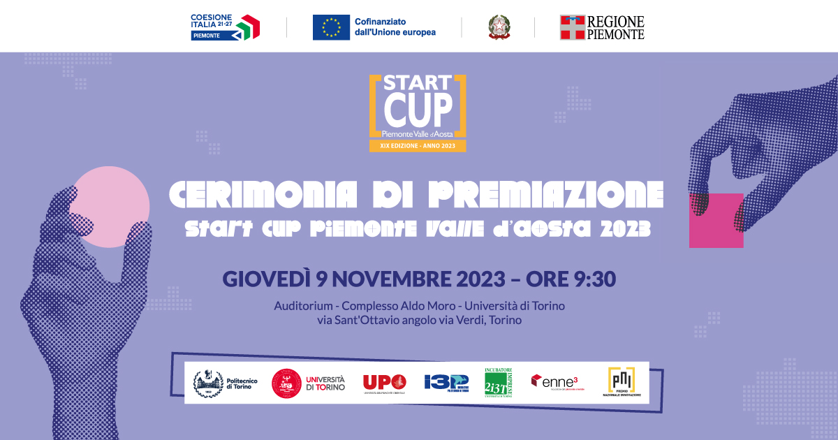 Cerimonia di premiazione Start Cup Piemonte Valle d'Aosta 2023